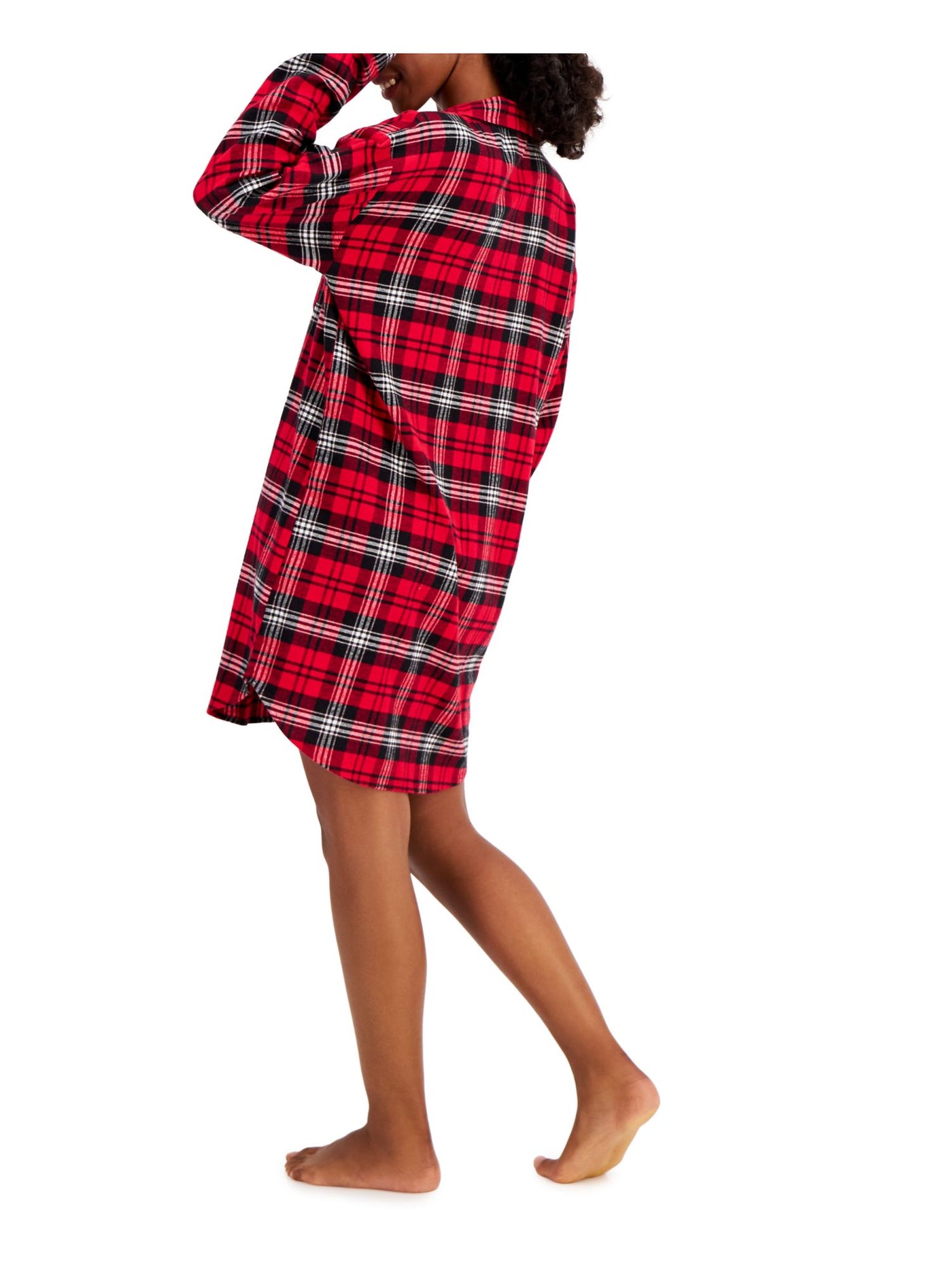 CHARTER CLUB Intimates Red Notched Collar Pocketed Curved Hem Nightshirt Plaid Sleep Shirt Pajama Top XXL