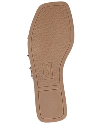 CIRCUS BY SAM EDELMAN Womens Brown Studded Strappy Asymmetrical Padded Verity Square Toe Slip On Slide Sandals Shoes M