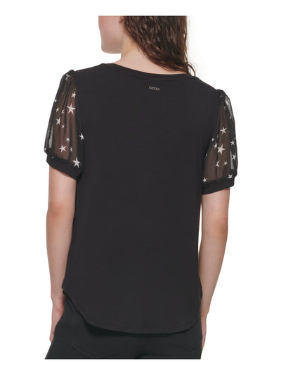 DKNY Womens Black Short Sleeve Jewel Neck Wear To Work Top XS