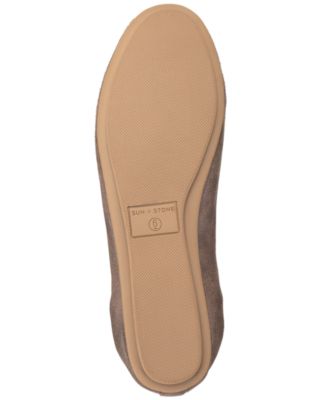 SUN STONE Womens Brown Comfort Pull Tab Stretch Cushioned Lucia Round Toe Slip On Flats Shoes