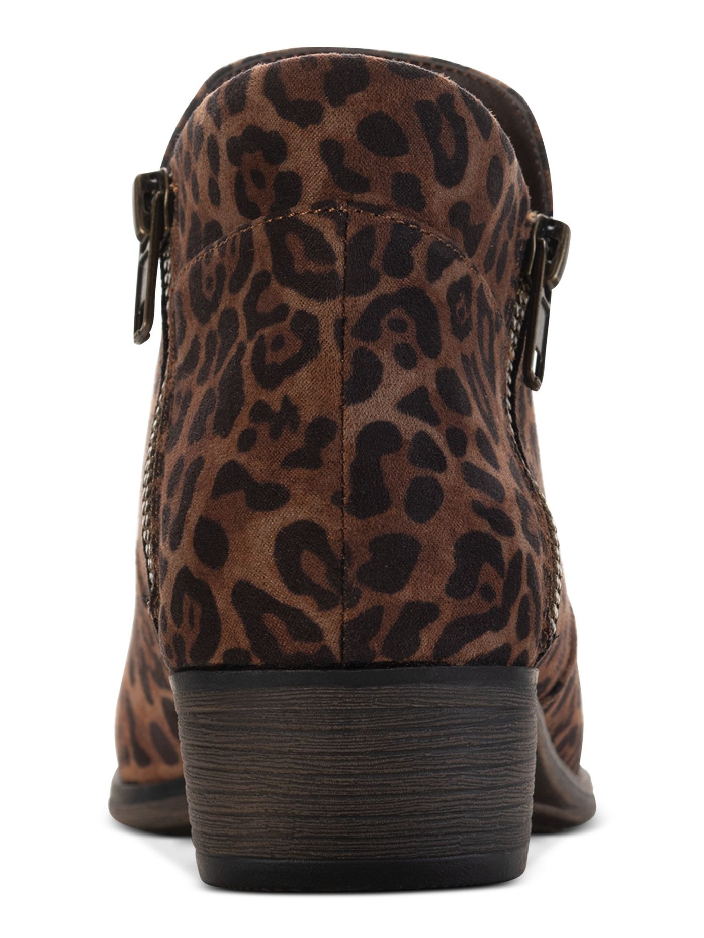SUN STONE Womens Brown Leopard Print Slip Resistant Cushioned Abby Round Toe Block Heel Booties 6.5 M