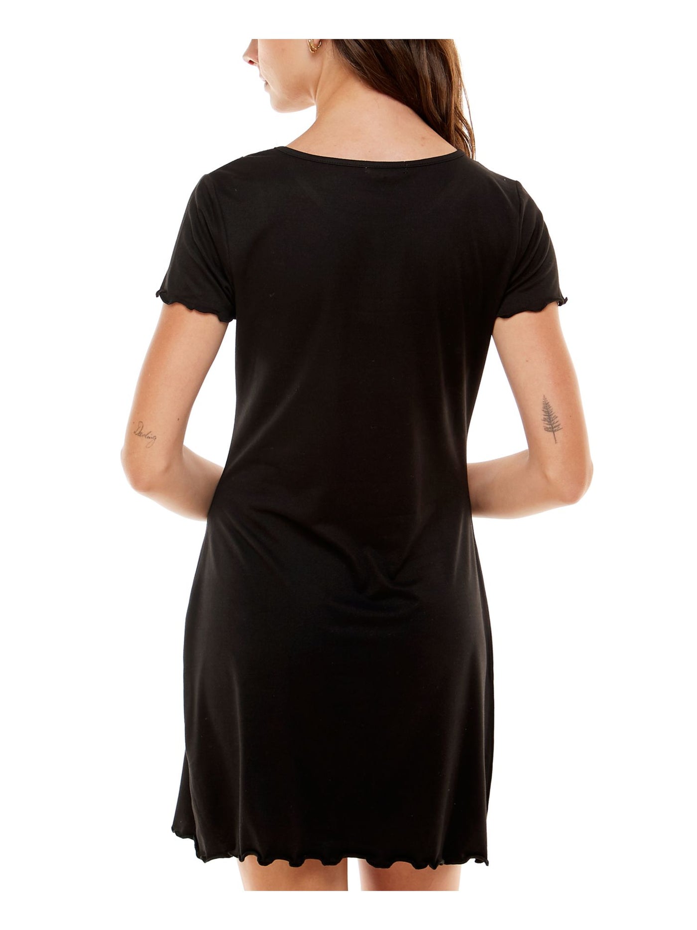 ULTRA FLIRT Womens Black Stretch Short Sleeve Scoop Neck Short Shift Dress Juniors L