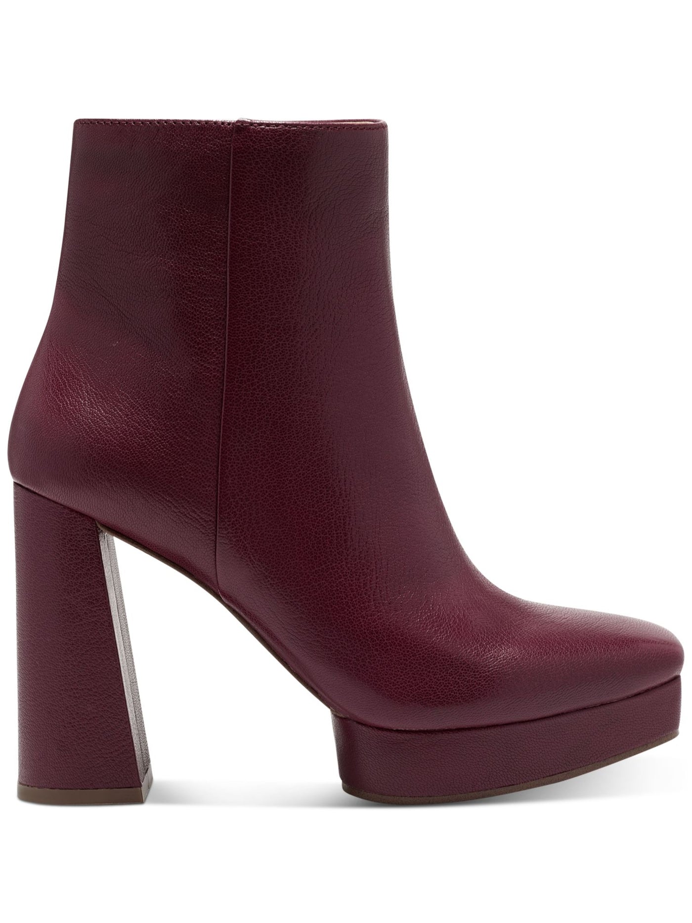 JESSICA SIMPSON Womens Maroon 1" Platform Padded Kaiyah Square Toe Block Heel Zip-Up Leather Heeled Boots 5 M