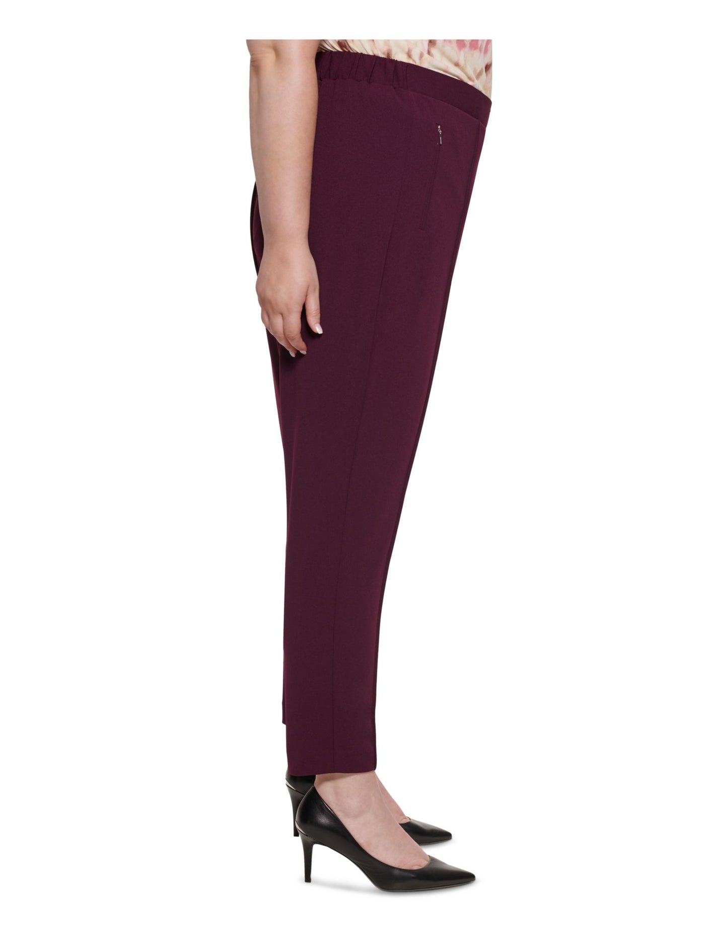 CALVIN KLEIN Womens Stretch Pocketed Mid-rise Pull-on Style Wear To Work Straight leg Pants
