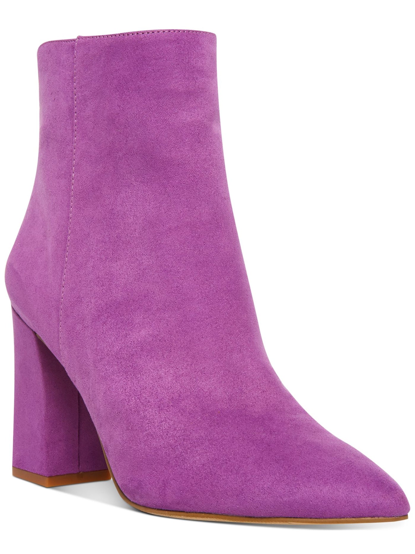 MADDEN GIRL Womens Purple Comfort Flexx Pointed Toe Block Heel Zip-Up Booties 5 M