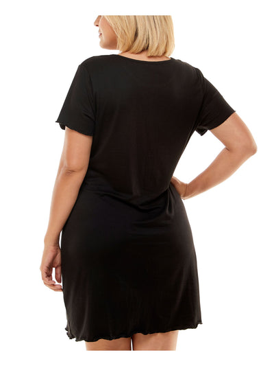 ULTRA FLIRT Womens Black Stretch Short Sleeve Scoop Neck Above The Knee Shift Dress Plus 1X