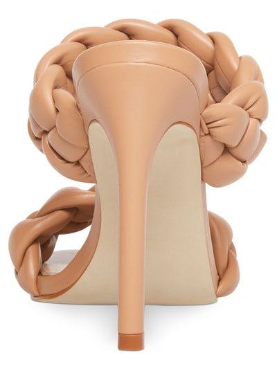 STEVE MADDEN Womens Beige Braided Padded Kenley Square Toe Stiletto Slip On Dress Sandals 6 M