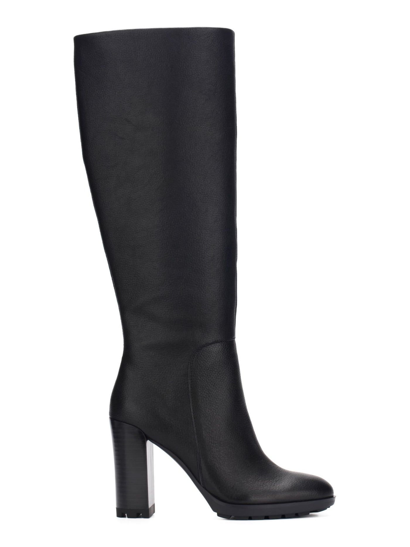 KENNETH COLE NEW YORK Womens Black Lug Sole Justin 2.0 Round Toe Block Heel Zip-Up Leather Heeled Boots 9.5 M