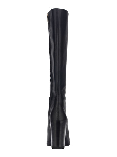KENNETH COLE NEW YORK Womens Black Lug Sole Justin 2.0 Round Toe Block Heel Zip-Up Leather Heeled Boots 8