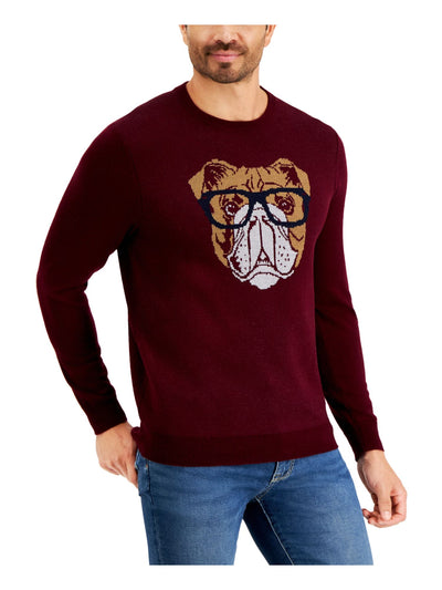 CLUBROOM Mens Maroon Graphic Long Sleeve Crew Neck Classic Fit Pullover Sweater XXL