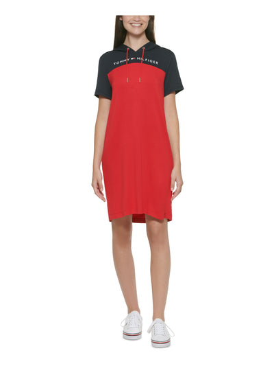 TOMMY HILFIGER Womens Red Short Sleeve Above The Knee Dress L