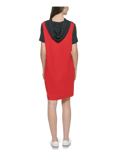 TOMMY HILFIGER Womens Red Short Sleeve Above The Knee Dress L