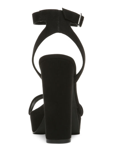 BAR III Womens Black 1-1/2" Platform Ankle Strap Cushioned Ivy Round Toe Block Heel Buckle Dress Heeled Sandal 10 M