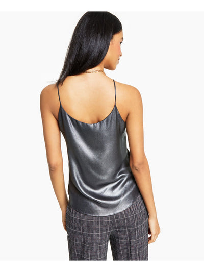 BAR III Womens Gray Metallic Lined Spaghetti Strap Scoop Neck Party Cami Top XXS