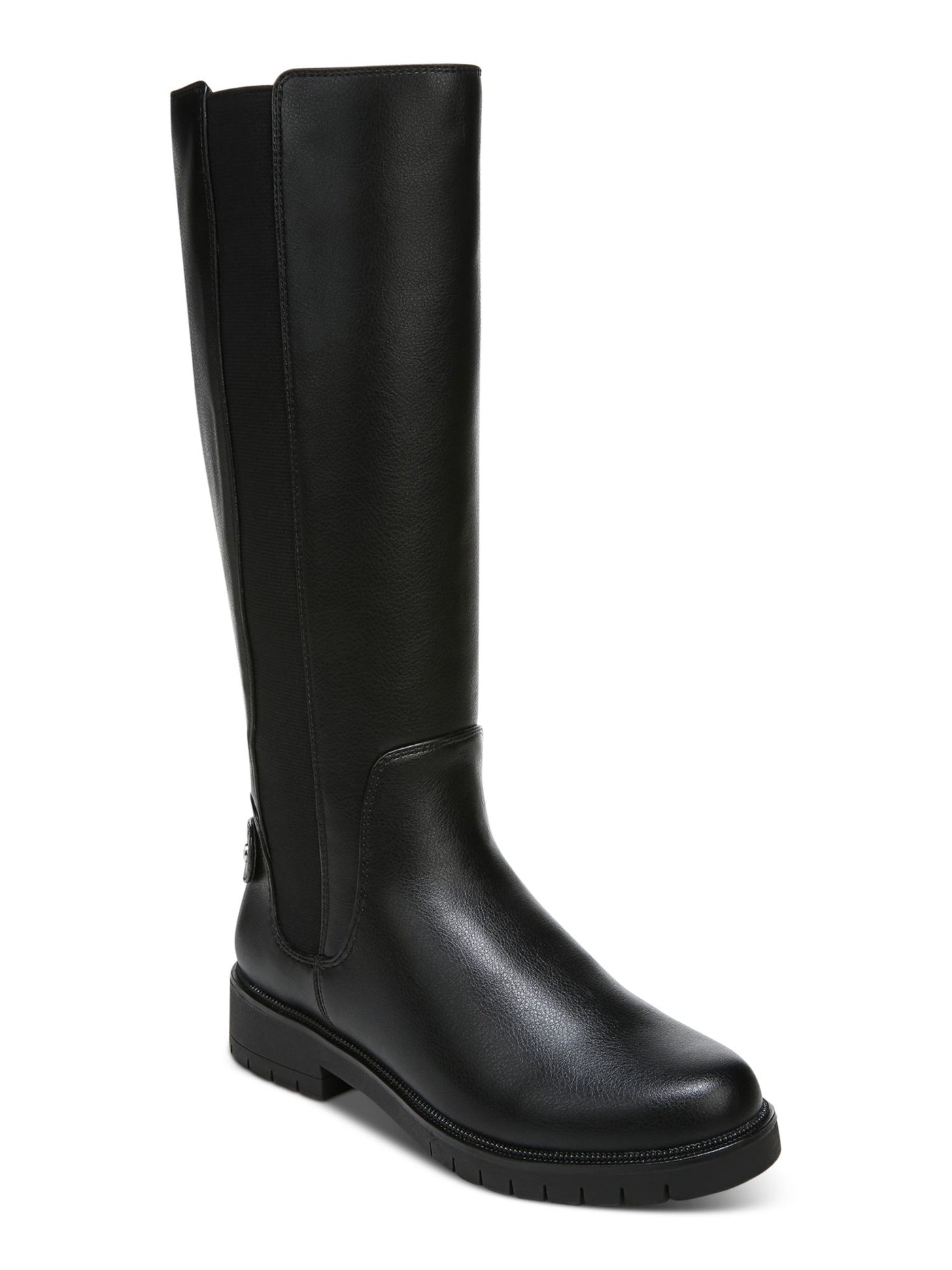 STYLE & COMPANY Womens Black Strap Accent Side Goring Lug Sole Padded Gwynn Round Toe Block Heel Zip-Up Boots Shoes 7.5 M