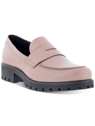 ECCO Womens Pink Lightweight Cut Out Removable Insole Lug Sole Cushioned Modtray Almond Toe Slip On Leather Loafers Shoes 5-5.5