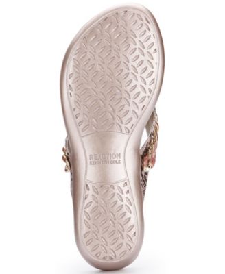 REACTION KENNETH COLE Womens Pink Snake Chain Arch Support Glam 2.0 Round Toe Wedge Slip On Thong Sandals Shoes M
