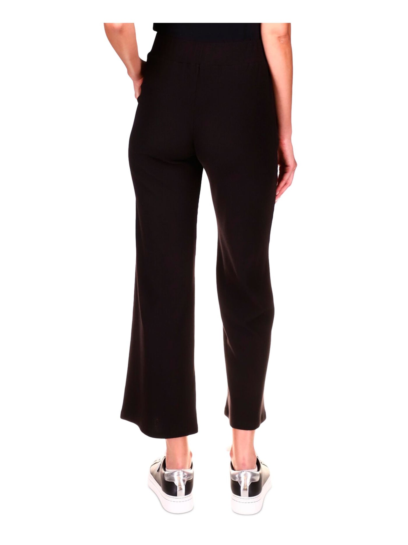 MICHAEL KORS Womens Black Ribbed Pocketed Pull-on Kick-flare Cropped Pants Petites P\XS