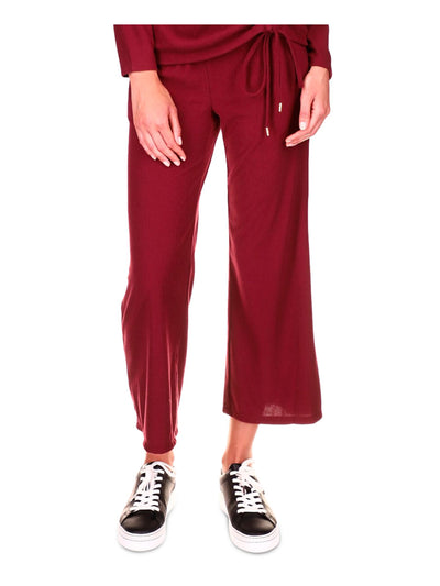 MICHAEL KORS Womens Maroon Ribbed Pocketed Pull-on Kick-flare Cropped Pants Petites P\M