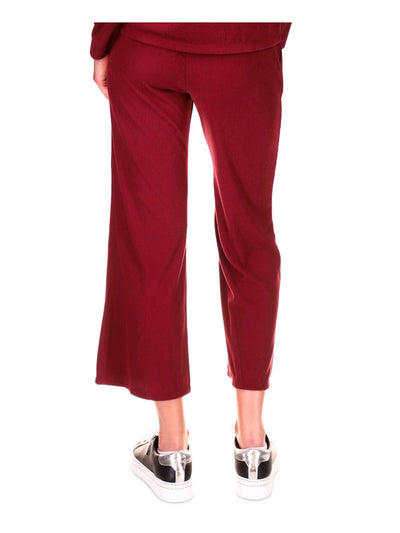 MICHAEL KORS Womens Maroon Ribbed Pocketed Pull-on Kick-flare Cropped Pants Petites P\M