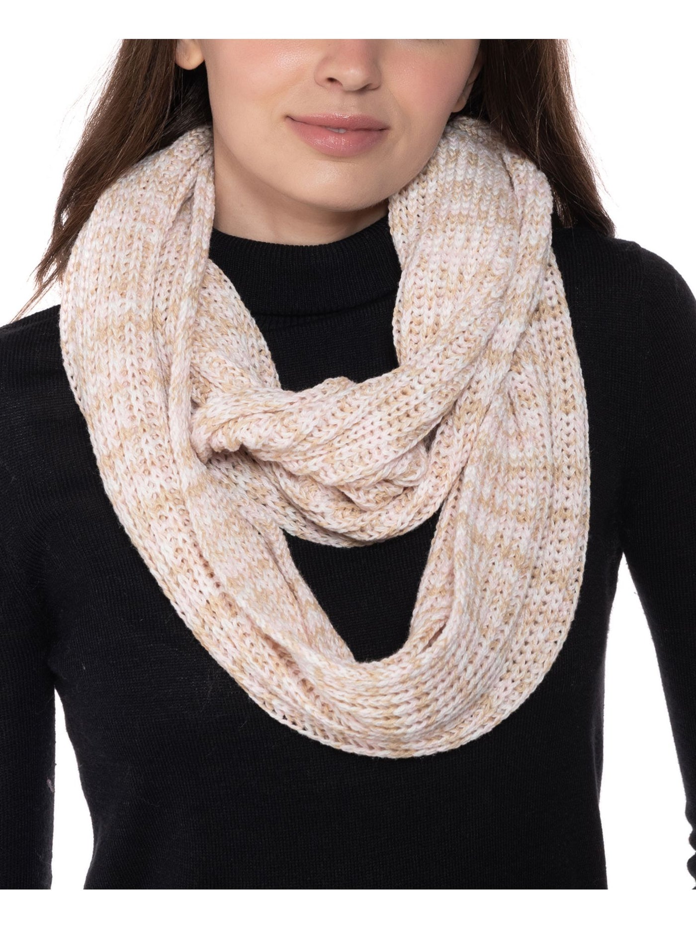STYLE & COMPANY Womens Neutral Ivory Space-Dye Ribbed Infinity Scarf