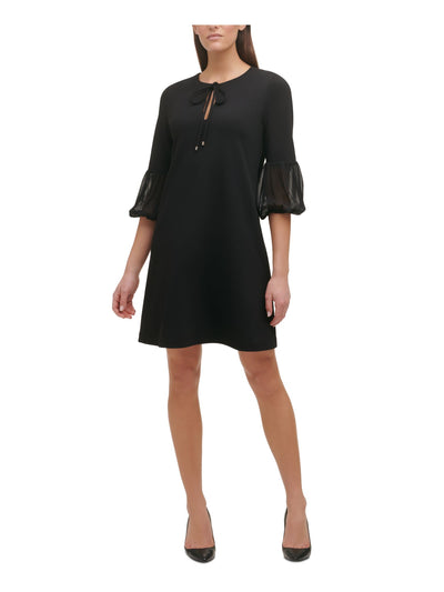 TOMMY HILFIGER Womens Black 3/4 Sleeve Above The Knee Cocktail Shift Dress 2