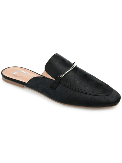 JOURNEE COLLECTION Womens Black Hardware At Vap Padded Ameena Square Toe Slip On Mules 7.5