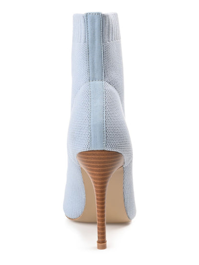 JOURNEE COLLECTION Womens Light Blue Knit Stretch Padded Milyna Pointed Toe Stiletto Booties 11