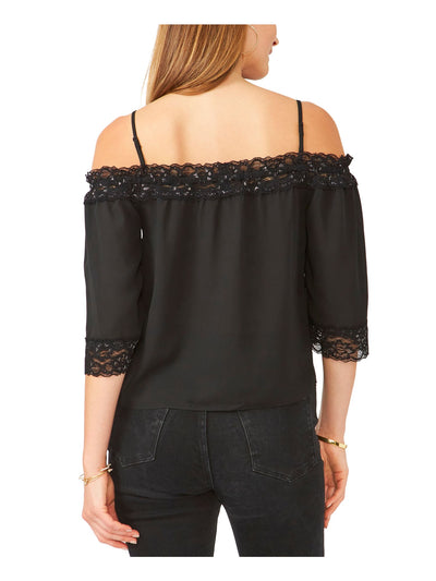 28TH & PARK Womens Ruffled Spaghetti Strap Off Shoulder Party Top Juniors