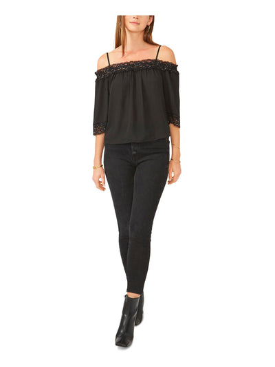 28TH & PARK Womens Ruffled Spaghetti Strap Off Shoulder Party Top