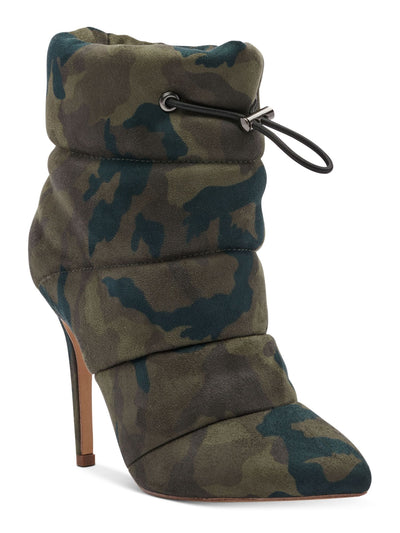 JESSICA SIMPSON Womens Green Camouflage Quilted Padded Padina Pointed Toe Stiletto Heeled Boots 10 M