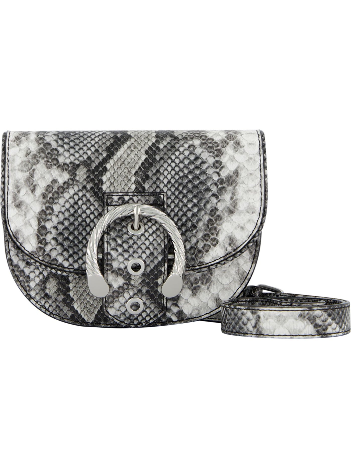 CIRCUS BY SAM EDELMAN Women's Gray Carmen Snake Print Buckle Accent Adjustable Strap Crossbody Handbag Purse