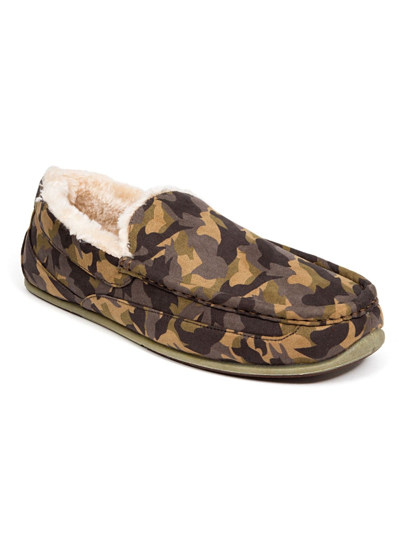 DEER STAGS SLIPPEROOZ Mens Beige Camouflage Cushioned Spun Round Toe Slip On Slippers Shoes 9 M