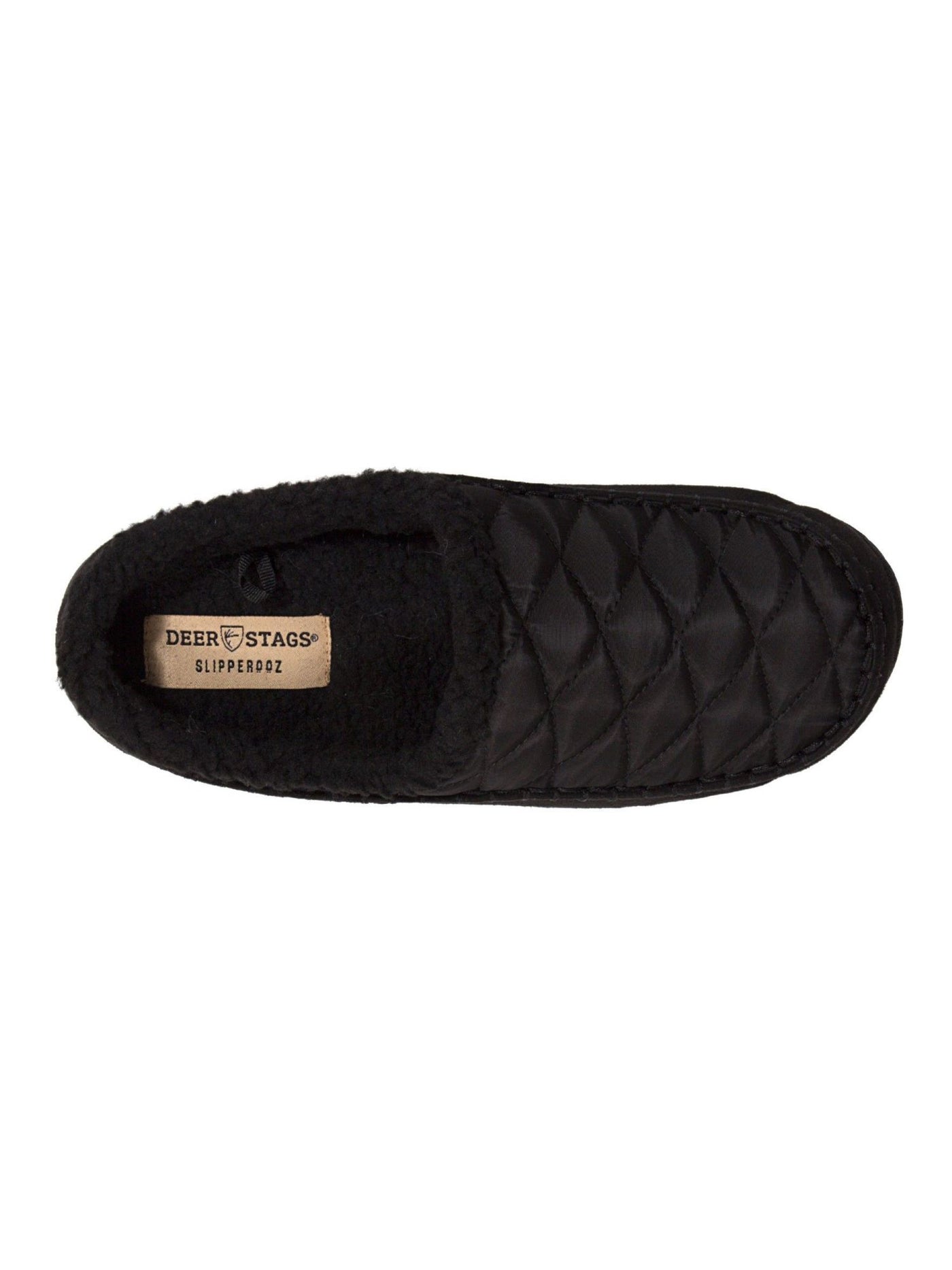 DEER STAGS SLIPPEROOZ Mens Black Quilted Comfort Alma Round Toe Slip On Slippers Shoes 8 M