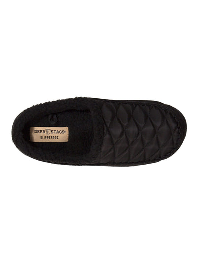 DEER STAGS SLIPPEROOZ Mens Black Quilted Comfort Alma Round Toe Slip On Slippers Shoes 12 M