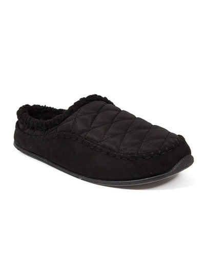 DEER STAGS SLIPPEROOZ Mens Black Quilted Comfort Alma Round Toe Slip On Slippers Shoes 9 M