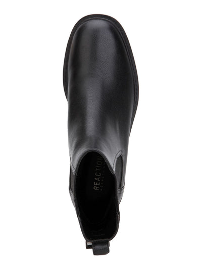 REACTION KENNETH COLE Womens Black Animal Print Padded Pull Tab Goring Lug Sole Salt Lug Chelsea Round Toe Wedge Chelsea 8.5