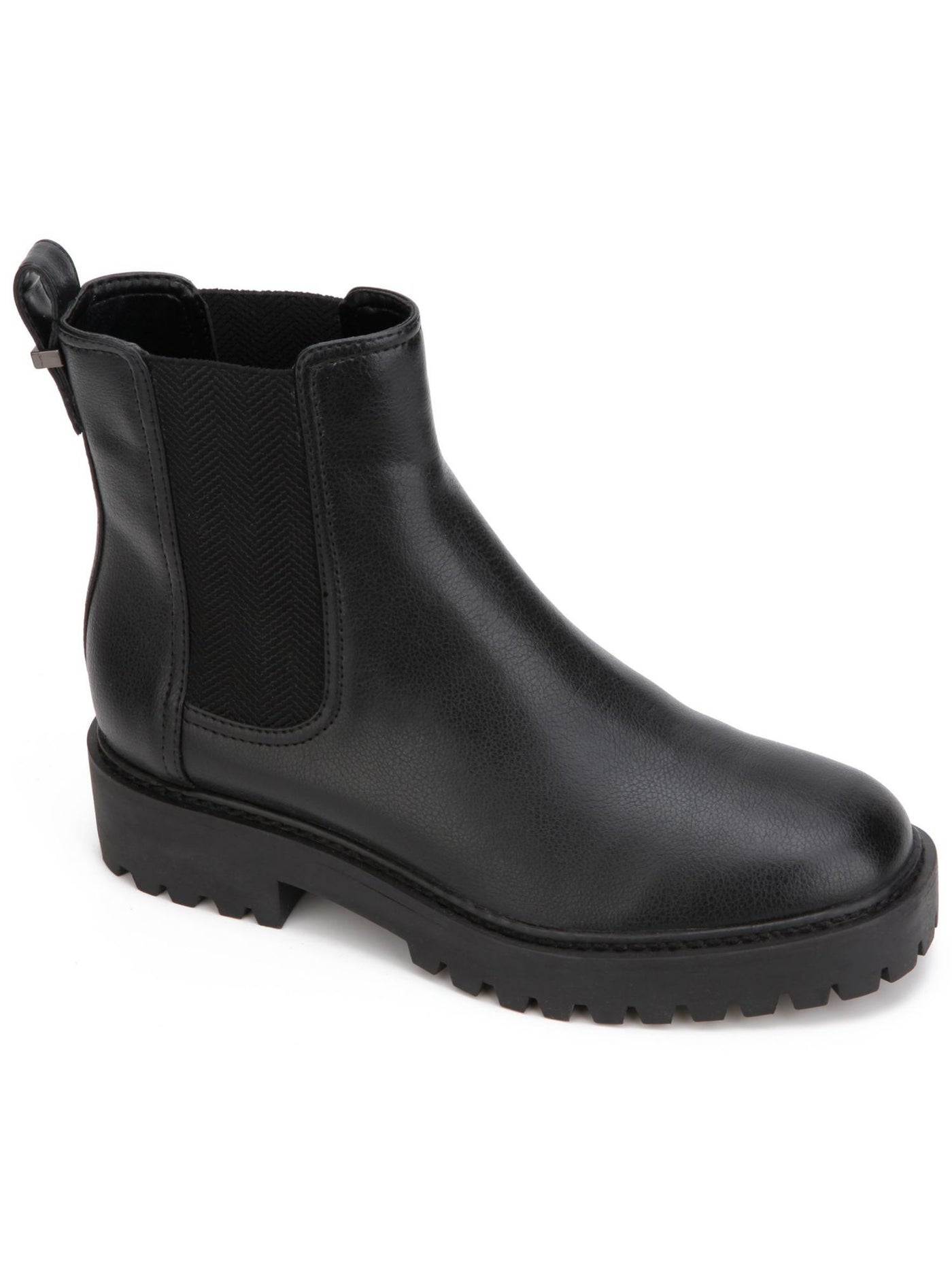 REACTION KENNETH COLE Womens Black Animal Print Padded Pull Tab Goring Lug Sole Salt Lug Chelsea Round Toe Wedge Chelsea 8.5