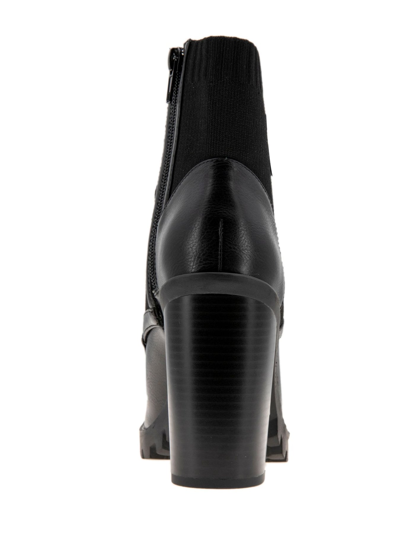 BCBGENERATION Womens Black Stretch Cushioned Lug Sole Lace Pilas Cap Toe Block Heel Zip-Up Booties 7.5 M