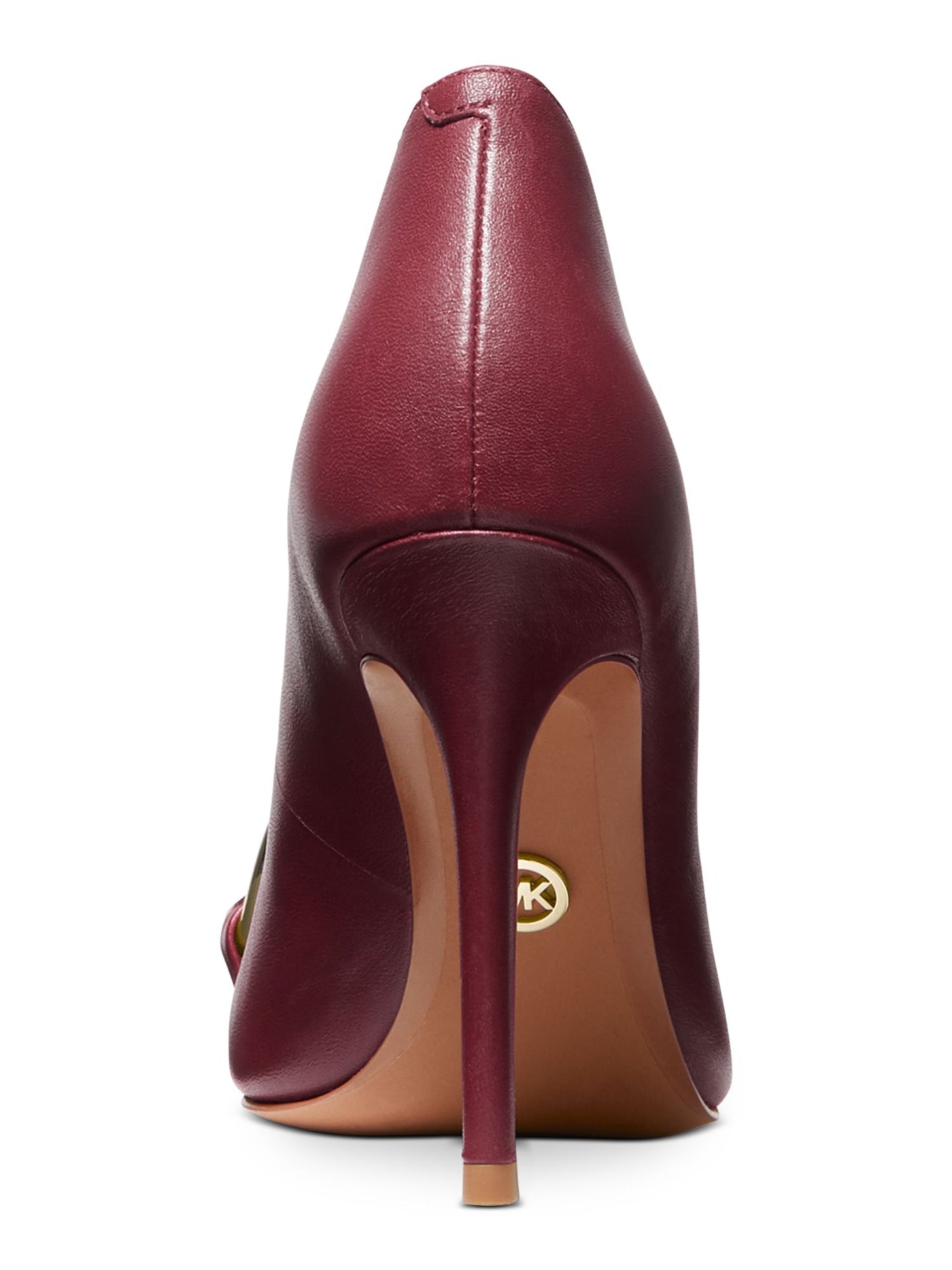 MICHAEL MICHAEL KORS Womens Burgundy Chain Accent Cushioned Scarlett Pointed Toe Stiletto Slip On Leather Dress Pumps Shoes 8 M