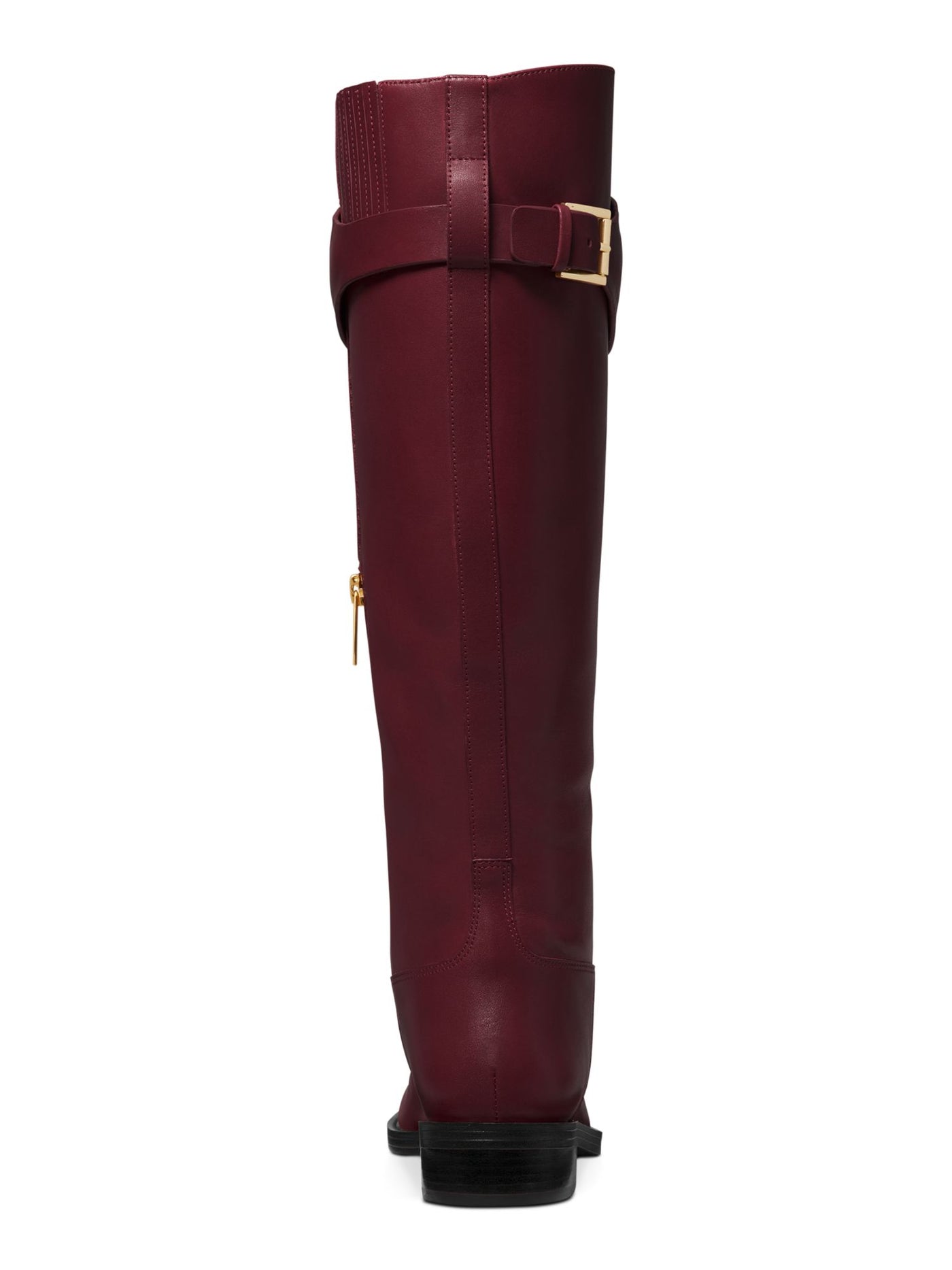 MICHAEL MICHAEL KORS Womens Burgundy Strap With Hardware Padded Goring Izzy Round Toe Block Heel Zip-Up Leather Riding Boot 8.5 M