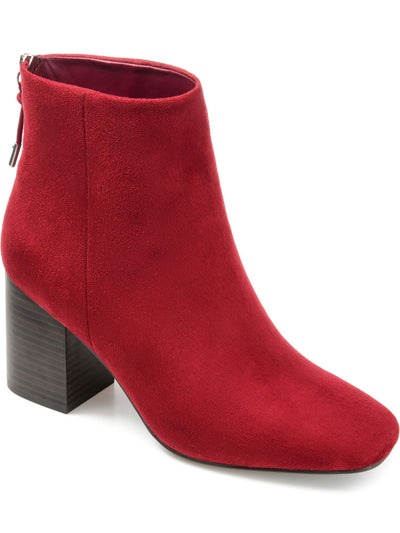 JOURNEE COLLECTION Womens Red Comfort Audrina Square Toe Block Heel Zip-Up Booties 7 M