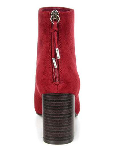 JOURNEE COLLECTION Womens Red Comfort Audrina Square Toe Block Heel Zip-Up Booties 7 M
