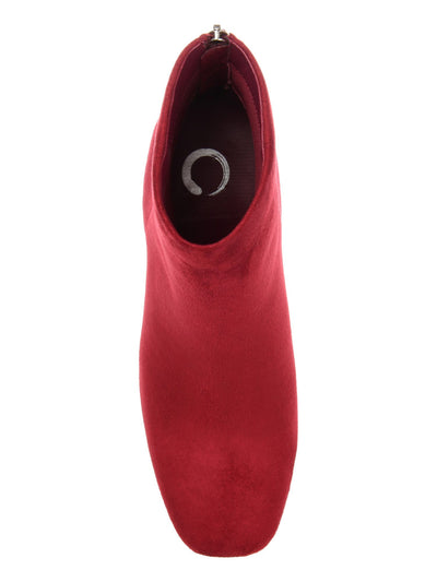 JOURNEE COLLECTION Womens Red Comfort Audrina Square Toe Block Heel Zip-Up Booties 7 M
