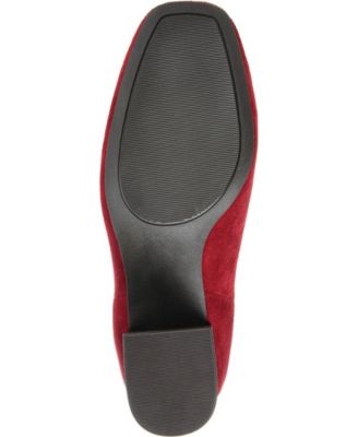 JOURNEE COLLECTION Womens Red Comfort Audrina Square Toe Block Heel Zip-Up Booties M
