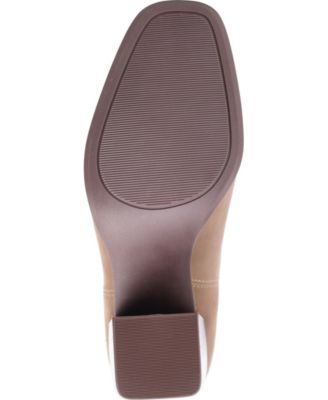 JOURNEE COLLECTION Womens Beige Goring Cushioned Maxxie Square Toe Stacked Heel Booties M