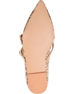 JOURNEE COLLECTION Womens Beige Animal Print Crisscross Buckled Straps Padded Adjustable Patricia Pointed Toe Slip On Flats Shoes