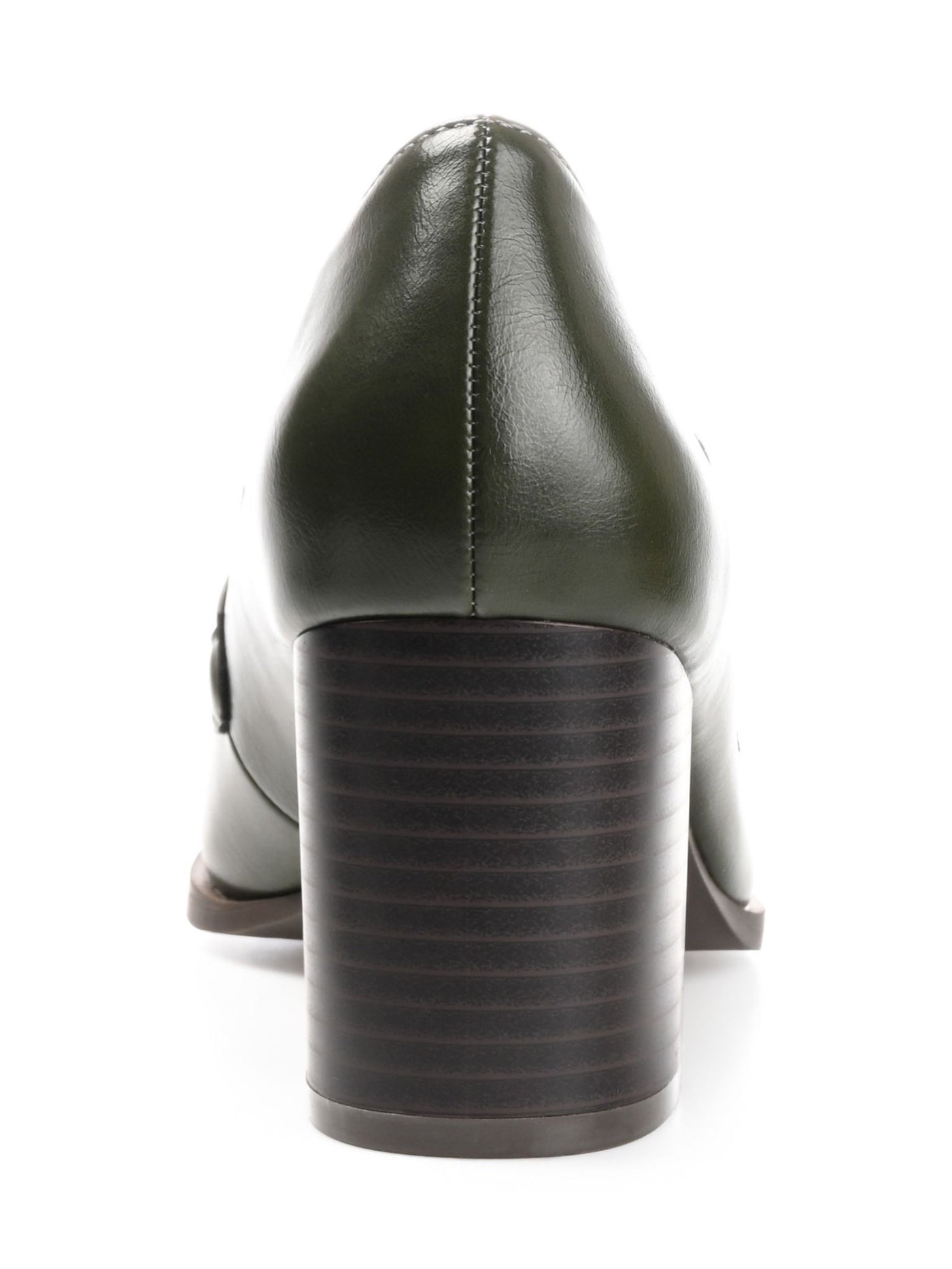 JOURNEE COLLECTION Womens Green Mixed Media Bow Accent Cushioned Crawford Square Toe Block Heel Slip On Dress Heeled Loafers 8.5