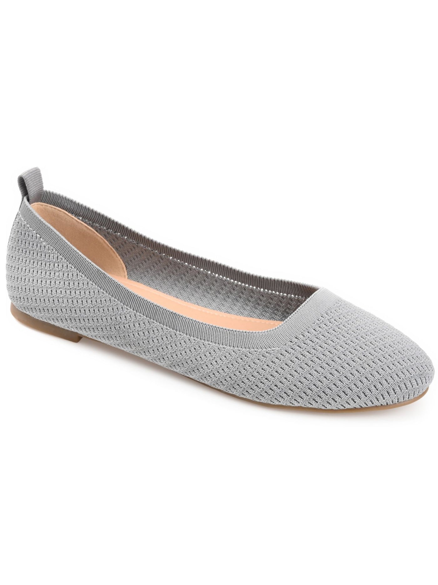 JOURNEE COLLECTION Womens Gray Knit Back Pull-Tab Padded Maryann Round Toe Slip On Ballet Flats 7.5