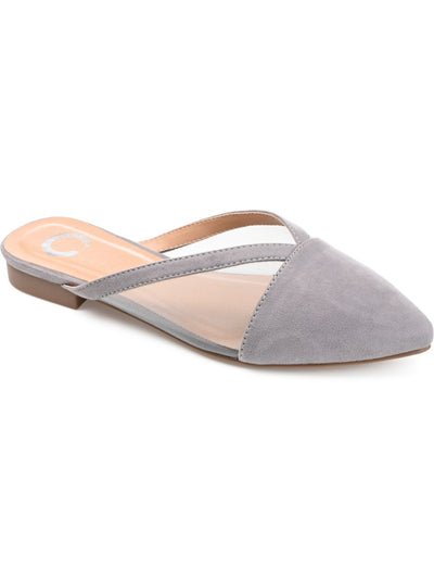 JOURNEE COLLECTION Womens Gray Mixed Media V Padded Breathable Reeo Pointed Toe Slip On Mules 6